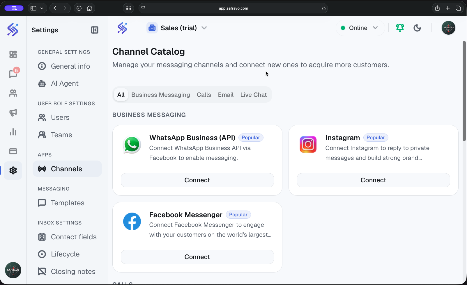 Platform inbox screenshot